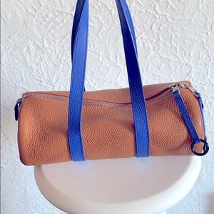 Simon Miller mini duffel bag. Tan and Blue